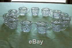 Antique Large Pressed / cut Glass Punch Bowl, 12 Cups