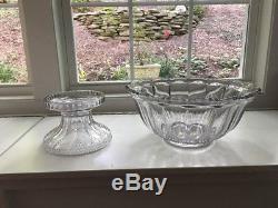 Antique Large Punch Bowl & Base Early American Pressed Glass 11 x 15 RARE EAPG