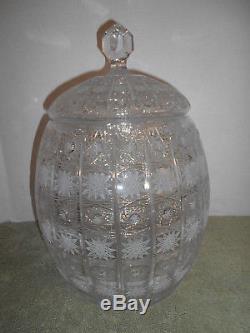 Antique Lead Cut Crystal Wassail or Mulled Cider Punch Bowl with Lid 15 Tall