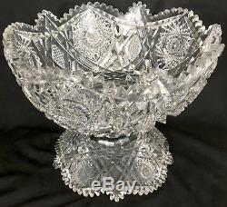 Antique Libbey ABP Cut Glass Punch Bowl & Base Somerset Pattern I think