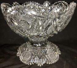 Antique Libbey ABP Cut Glass Punch Bowl & Base Somerset Pattern I think