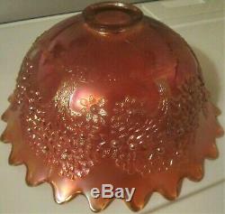 Antique Marigold Fenton Carnival Glass Orange Fruit Punch Bowl Set Imperial Cups