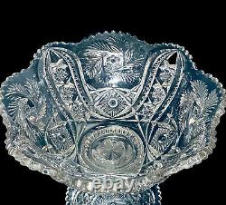 Antique McKee Glass ca 1905 American Pres-Cut WILTEC Punch Bowl & Base Exc 14