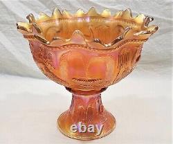 Antique Northwood Carnival Glass Marigold Peacock at the Fountain Punchbowl Set