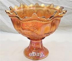 Antique Northwood Carnival Glass Marigold Peacock at the Fountain Punchbowl Set