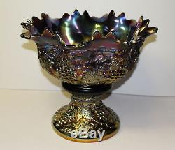 Antique Northwood Carnival Grape & Cable Master or Banquet Punch Bowl & Stand
