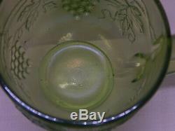 Antique Northwood GRAPE AND CABLE Ice Green Punch Bowl, Mid-Size, Stand, 5 Cups