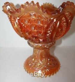 Antique Northwood Marigold Carnival Glass Punch Bowl Memphis Pattern N Mark