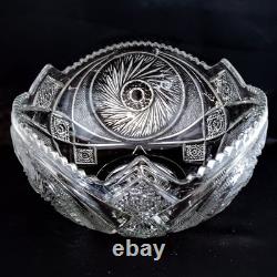Antique Punch Bowl Set, EAPG McKee Glass, Quintec PresCut Line, 16 Cups + Bowl