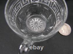 Antique Signed Heisey Glass Punch Bowl on Stand with 8 Cups GREEK KEY