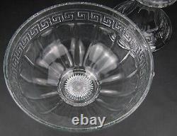 Antique Signed Heisey Glass Punch Bowl on Stand with 8 Cups GREEK KEY