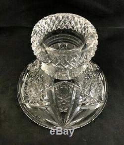 Antique Straus Macys ABP Brilliant Cut Glass 10 2-Piece Punch Bowl with Stand
