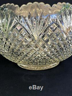 Antique U. S. Glass Co. Clear pressed glass punch bowl, PINEAPPLE AND FAN, c. 1895