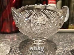 Antique US Glass EAPG Childrens Glass Punch Bowl Set with 6 Cups