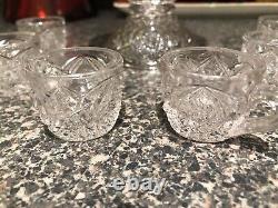 Antique US Glass EAPG Childrens Glass Punch Bowl Set with 6 Cups