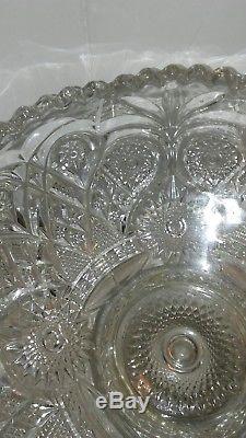 Antique Vintage Clear Glass Punch Bowl with base Unidentified