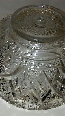 Antique Vintage Clear Glass Punch Bowl with base Unidentified