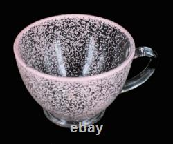 Antique Vintage Mid Century Modern Pink Glass Bowl Punch Set Splatter Art Set