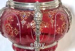 Antique WMF Cranberry Glass Punch Bowl