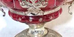 Antique WMF Cranberry Glass Punch Bowl