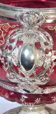 Antique WMF Cranberry Glass Punch Bowl