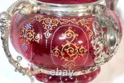 Antique WMF Cranberry Glass Punch Bowl
