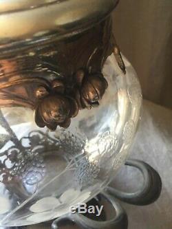 Antique WMF Large Art Nouveau Punch Bowl Silver Plated Cut Glass with Stand Lid