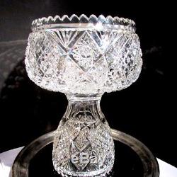 Antique c1900 Brilliant American Cut Glass Diminutive 2 Piece Punch Bowl ABP