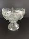 Antique clear pressed glass punch bowl & stand AZTEC by McKEE & Bro. 1903-1927