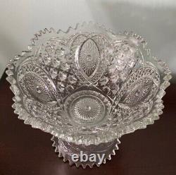 Antique punch bowl set EAPG Northwood memphis eye doll pattern