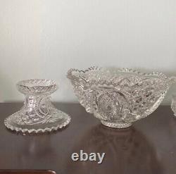 Antique punch bowl set EAPG Northwood memphis eye doll pattern