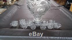Antique punch bowl with 11 cups