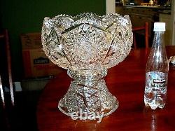 Antique vintage brilliant period cut glass lead crystal punch bowl