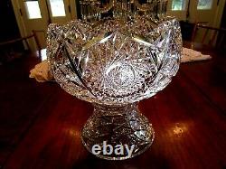 Antique vintage brilliant period cut glass lead crystal punch bowl