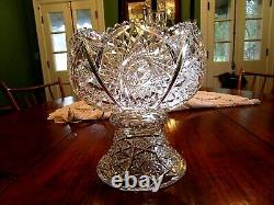 Antique vintage brilliant period cut glass lead crystal punch bowl