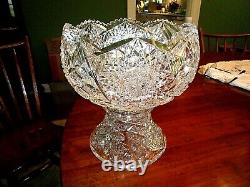 Antique vintage brilliant period cut glass lead crystal punch bowl