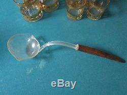 Arcoroc and Culver Mid Century punch bowl, 7 glasses/ladle, Antigua pattern