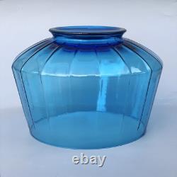 Art Deco Geometric Glass Blue Punch Bowl 12 Piece Empoli