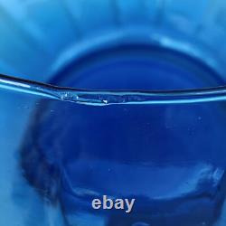Art Deco Geometric Glass Blue Punch Bowl 12 Piece Empoli