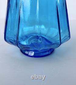 Art Deco Geometric Glass Blue Punch Bowl 12 Piece Empoli