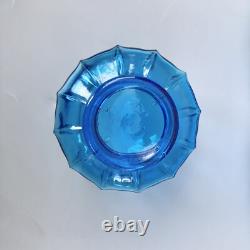 Art Deco Geometric Glass Blue Punch Bowl 12 Piece Empoli