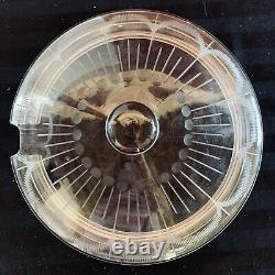 Art Deco Punch Bowl Lid 10 Cups Hand Blown Etched Cut Glass Scalloped Design