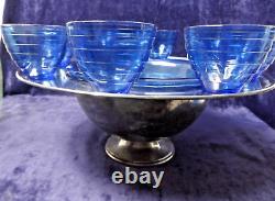 Art Deco Saturn Punch Bowl Barware Chrome and Glass MCM Unique Item