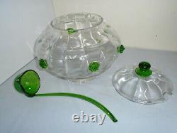 Art Glass Punch Bowl Lid Ladle 12 Cups Large Bowl 12 Tall, 11.5 Across Vintag