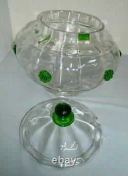 Art Glass Punch Bowl Lid Ladle 12 Cups Large Bowl 12 Tall, 11.5 Across Vintag