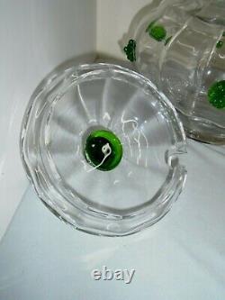 Art Glass Punch Bowl Lid Ladle 12 Cups Large Bowl 12 Tall, 11.5 Across Vintag