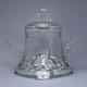 Art Nouveau Jugendstil Silverplate Pewter Crystal Glass Punch Bowl 1900