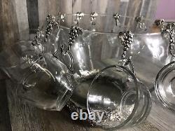 Arther Court Fruit Punch Bowl With Glasses And Punch Scooper, Stunning
