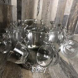 Arther Court Fruit Punch Bowl With Glasses And Punch Scooper, Stunning