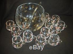 Artland Hand Blown Glass Candy Cane 14 Pc Set Punch Bowl 12 CUPS Ladle Christmas